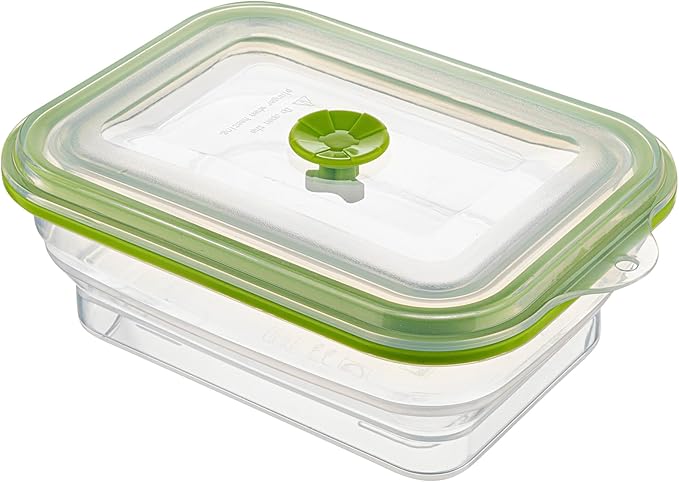 Restaurantware-Fresh Hero 32.3 Ounce Storage Containers, 1 Durable Airtight Food Containers - Microwavable, Freezable, Green Silicone, Collapsible, Dishwashable, With Vented Lids