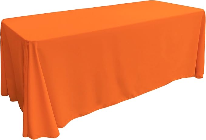 LA Linen Polyester Poplin Washable Rectangular Tablecloth, Stain and Wrinkle Resistant Table Cover 90x156, Fabric Table Cloth for Dinning, Kitchen, Party, Holiday 90 by 156-Inch, Orange