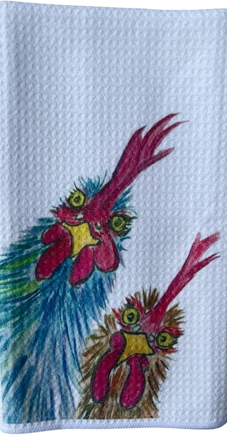 Decorative Microfiber Kitchen Dish Towel with watercolor Chickens