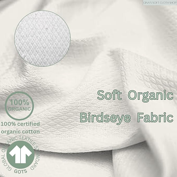 Gina's Soft Cloth Shop 2 Ply 11x12 Inches Unbleached Cotton Birdseye Paperless Towel Set of 10 Rainbow Edging - Proudly Made in the USA!