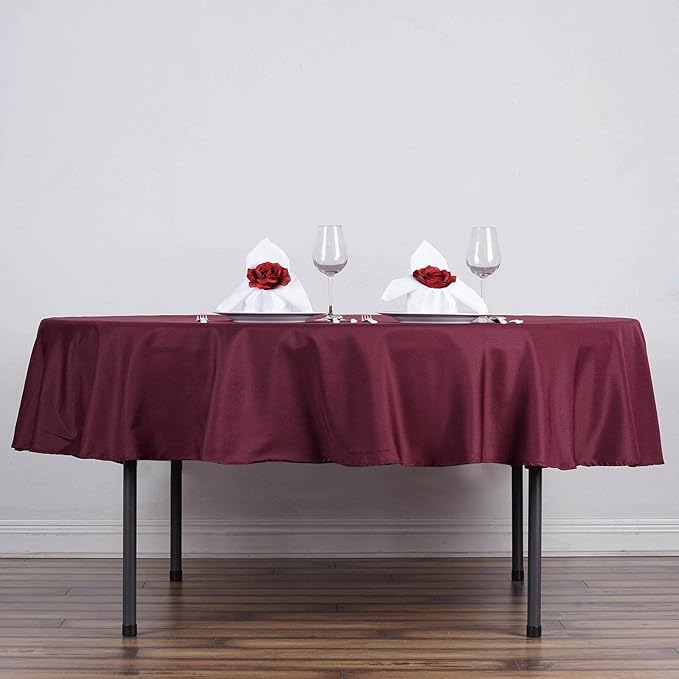 Efavormart 90" Round Burgundy Wholesale Linens Polyester Round Tablecloth for Wedding Banquet Restaurant