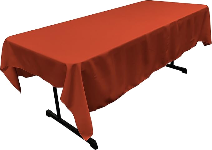LA Linen Polyester Poplin Washable Rectangular Tablecloth, Stain and Wrinkle Resistant Table Cover 60x84, Fabric Table Cloth for Dinning, Kitchen, Party, Holiday 60 by 84-Inch, Rust