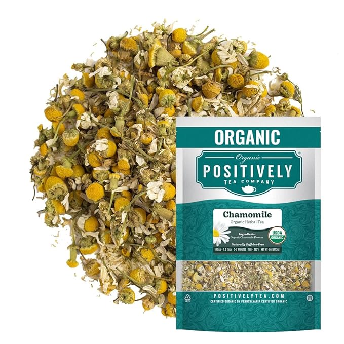 Organic Positively Tea Company, Chamomile, Herbal Tea, Loose Leaf, 4 Ounce