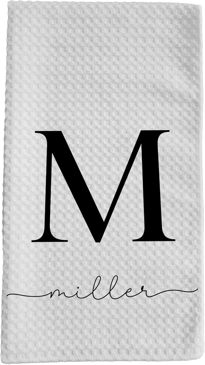 Custom Name Kitchen Towel | Personalized Tea Towel | Family Monogram Dish Towel | Farmhouse Decor | Hand Towel | Microfiber Dishcloth Gift (Just 1 Towel)