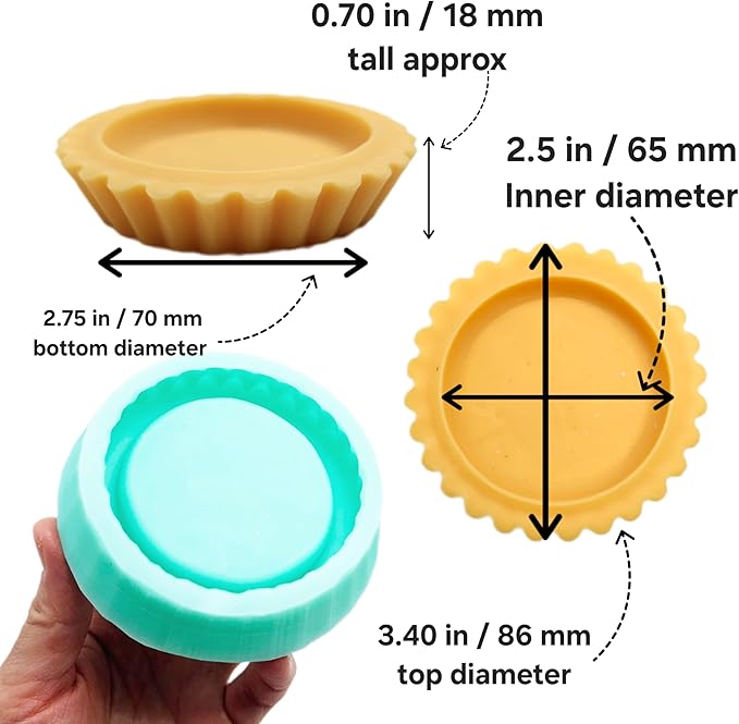 Pie crust fillable tart silicone mold wax melt tart silicone mold candle dessert silicone mold shell pie crust mold NC080