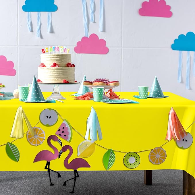 QZYL 4 PCS Rectangle Tablecloth, 54 x 108 Inches Congratulations Decorations of Picnic Table Cover, Robust Yellow Table Cloth for Restaurant Party, Plastic Table Cloth of Leakproof and Waterproof