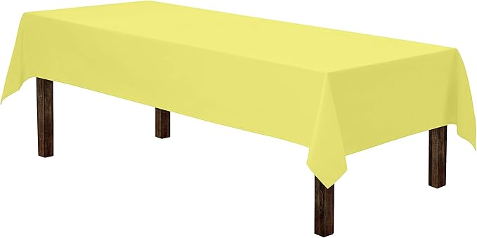 Gee Di Moda Rectangle Tablecloth - 60 x 102 Inch Yellow Table Cloth for 6 Foot Rectangle Tables - Heavy Duty Washable Fabric - for Holiday Party, Dinner, Weddings, Baby Shower & Events