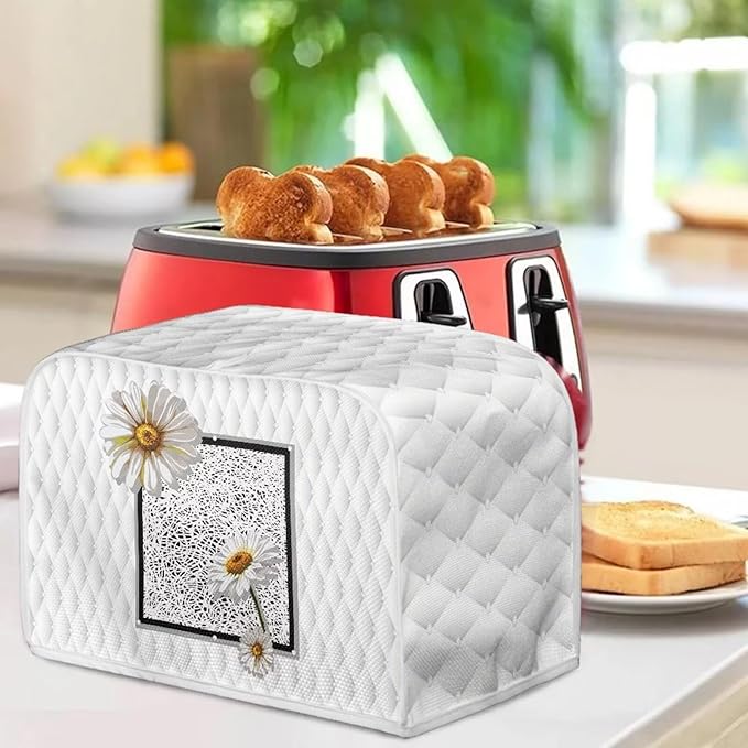 Doojoayie Daisy Toaster Cover Dust-proof Toaster Oven Cover 2 Slice Modern Kithcen Accessaries Stain Resistant Small Appliance Protector Home Decorations