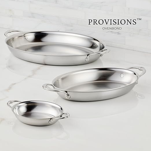 Hestan Provisions - Clad Oval Roaster, Stainless Steel, 17.5 x 14 inch