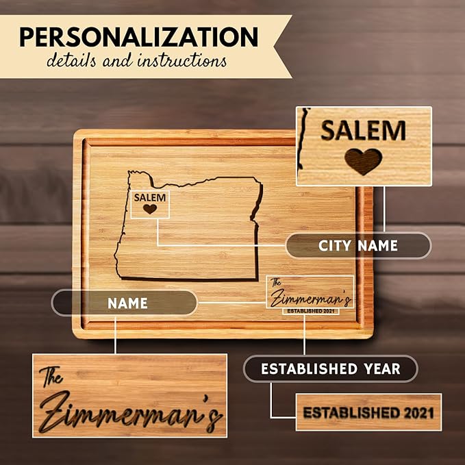 Oregon Cutting Board, Bamboo Destination Gifts, Wooden States Gifts, State Shaped Charcuterie Boards, Map US Art Gifts