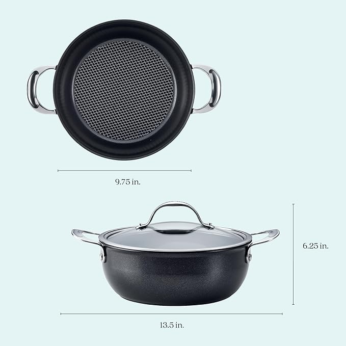 Anolon X Hybrid Nonstick Casserole Pan with Lid, Dark Gray