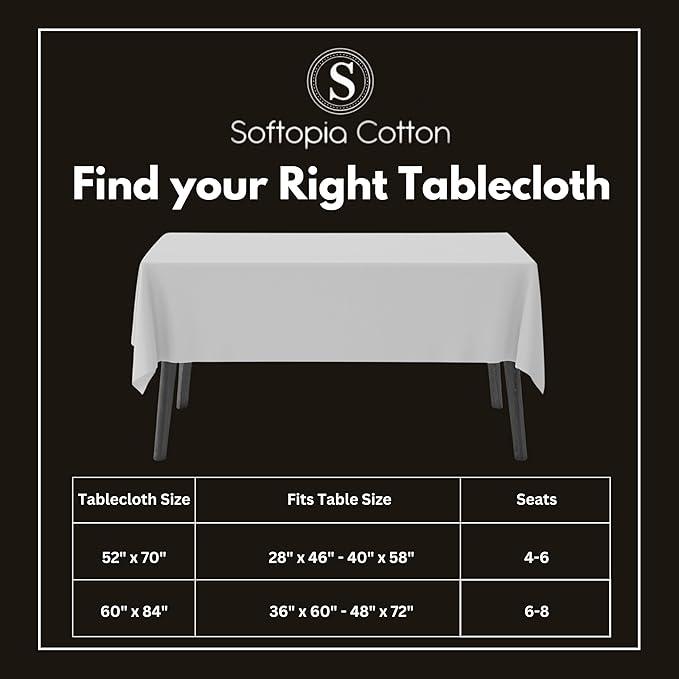 Table Cloths 60x84 Inch 100% Cotton Decorative Washable Rectangle Tablecloth Cover for Gifts, Buffet, Dining, Kitchen & Camping - Teal Green