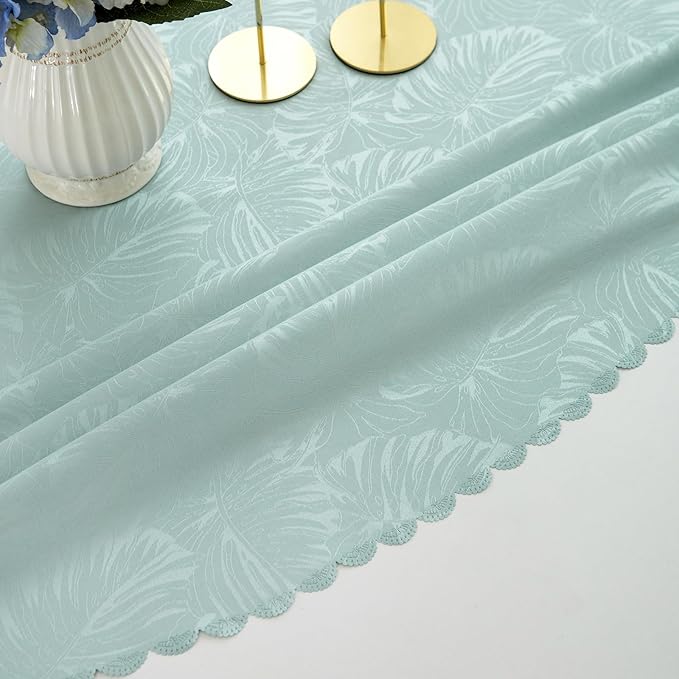 Round Tablecloth Aqua Jacquard Small 40 Inch Table Cloths Up to 26" Dia Tables Waterproof Washable Wrinkle Free Soft Fabric Table Cover Kitchen Dinner Decor Talking Coffee Bar