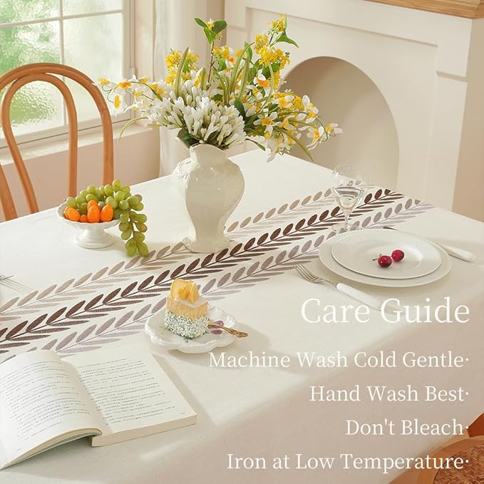 Zobesta Linen Tablecloths Rectangular 98 x 53 Inch, White Waterproof Heavy Weight Washable Farmhouse Soft Boho Table Cloth Rectangle Table for Outdoor & Kitchen