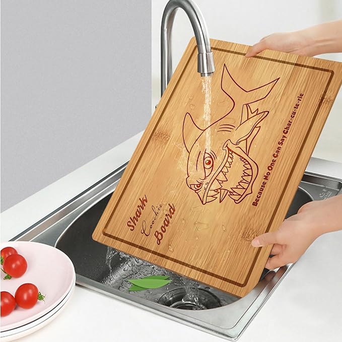Shark Coochie Board, Funny Charcuterie Board, Bamboo Chopping Board, Funny Gift, Wedding Gift, Housewarming Gift, White Elephant Gift for Friends Family(11''×8.5'', Board H)