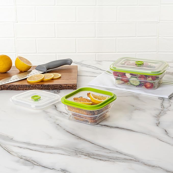 Restaurantware-Fresh Hero 16 Ounce Storage Containers, 20 Durable Airtight Food Containers - Microwavable, Freezable, Green Silicone Collapsible Container, Dishwashable, With Vented Lids