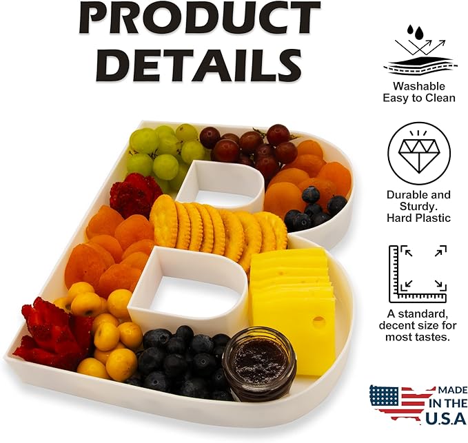 10" Reusable Plastic Box Form Tray Display for Treats, Charcuterie, Cake Pop, Candy, Charcuterie Box, Custom Charcuterie Letters Fillable - Reusable Letter Box - (White Plastic, 5)