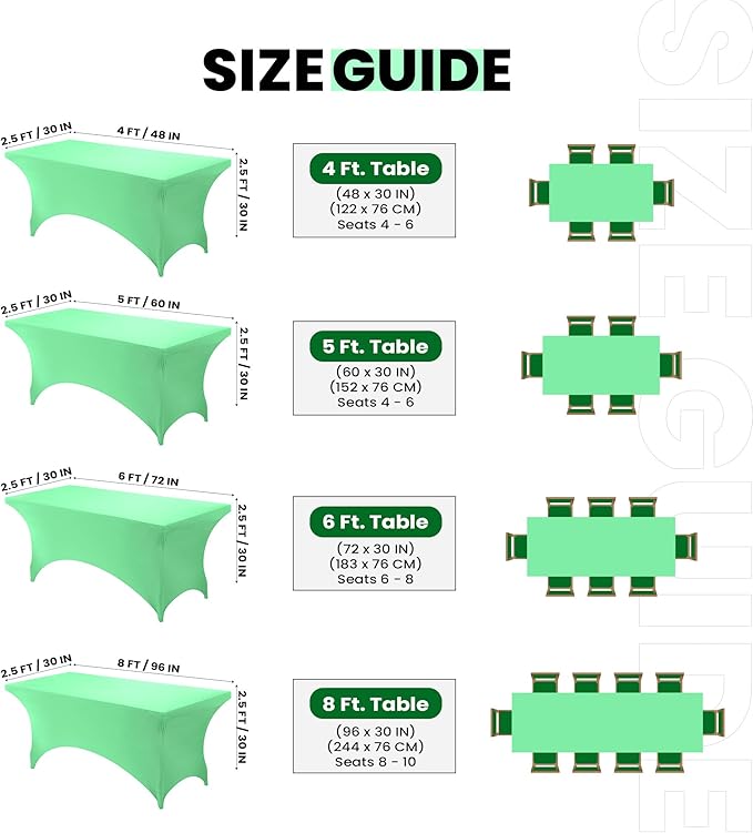 Utopia Kitchen Spandex Tablecloth 1 Pack [6FT, Bright Green] Tight, Fitted, Washable and Wrinkle Resistant Stretch Rectangular Patio Table Cover for Event, Wedding, Banquet & Parties[72Lx30Wx30H Inch]