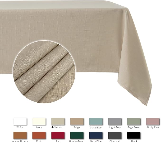 maxmill Slubby Texture Tablecloth Water Resistance Antiwrinkle Spillproof Soft Washable Jacquard Table Cloth for Dining Room, Event Banquet Party Holiday Dinner, Rectangle 60 x 104 Inch, Natural