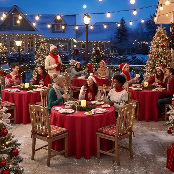 sancua Christmas Red 90 Inch Round Tablecloth, 8 Pack - Circle Polyester Fabric Table Cloth for Wedding Party Reception Banquet Birthday, Washable Formal Table Cover (Fit 30-72 Inch Tables)