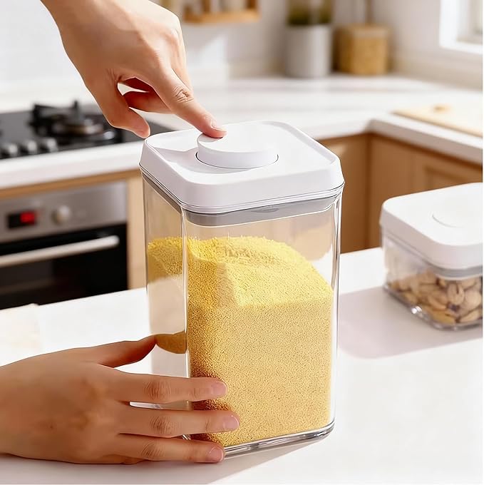 12 Pcs Airtight Food Storage Containers with Lids, Push Button BPA-Free Bulk Set for Large Family & RV, 0.65QT/0.7QT/1.8QT/2.4QT for Cereal, Flour, Sugar, Commercial Kitchen Storage