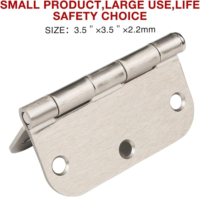 18 Pack Nickel Door Hinges Brushed Nickel 3 1/2 Interior Door Hinges Satin Nickel 3.5 Inch with 5/8” Radius Corners 3 ½"x 3 ½" Silver Hardware Controls