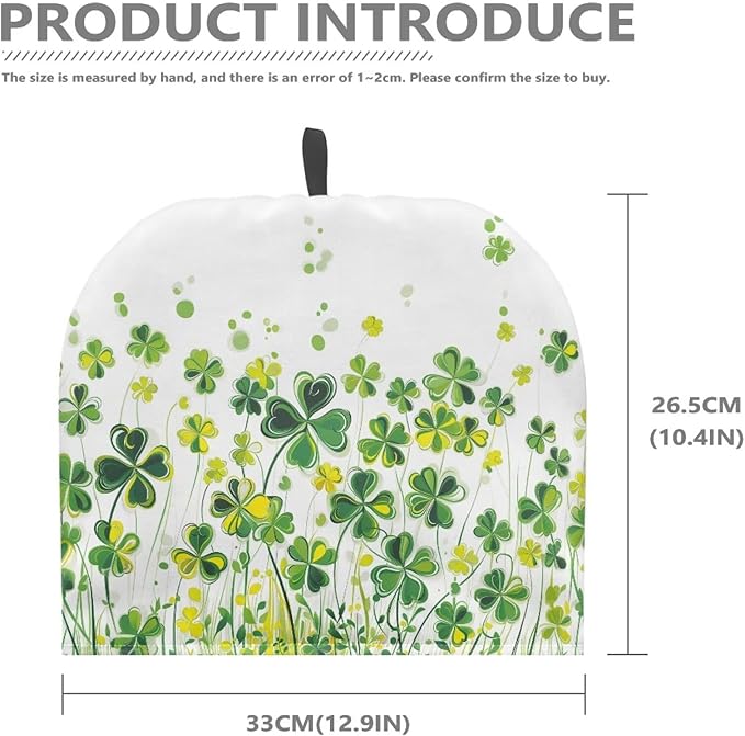 Tea Cozy for Teapots with Handle, St. Patrick's Day Shamrock Print Dust Insulated Cover, Hanging Fold-Up Design, Suitable for Kitchen and Living Room Table Decoration