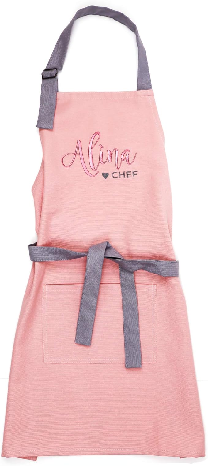 Kids Apron - Embroidered Personalized Cooking Custom Apron with Name, Adjustable, Cotton, with Pockets, for cooking