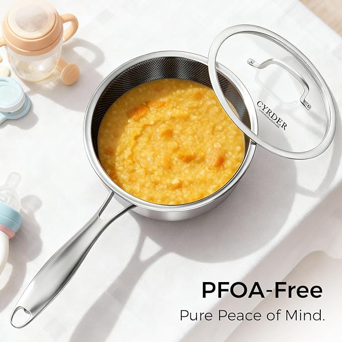 Nonstick Pots and Pans Set, 14 Piece Hybrid Hex Non Stick Stainless Steel Cookware with Frying Pans, Saute Pan, Saucepans & Stock Pot - Induction Compatible, Dishwasher &Oven Safe, PFOA Free