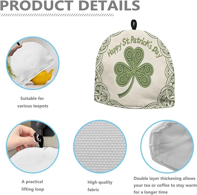 Lucky Shamrock Tea Cozy for Teapot Insulated Thick Tea Cozies Covers Dragonfly Teapot Insulation Cover Designed in England Breakfast Warmer