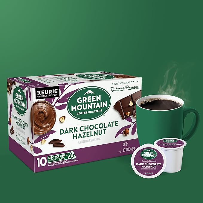 Green Mountain Coffee Roasters Dark Chocolate Hazelnut Coffee, Keurig Single Serve K-Cup Pods, 10 Count