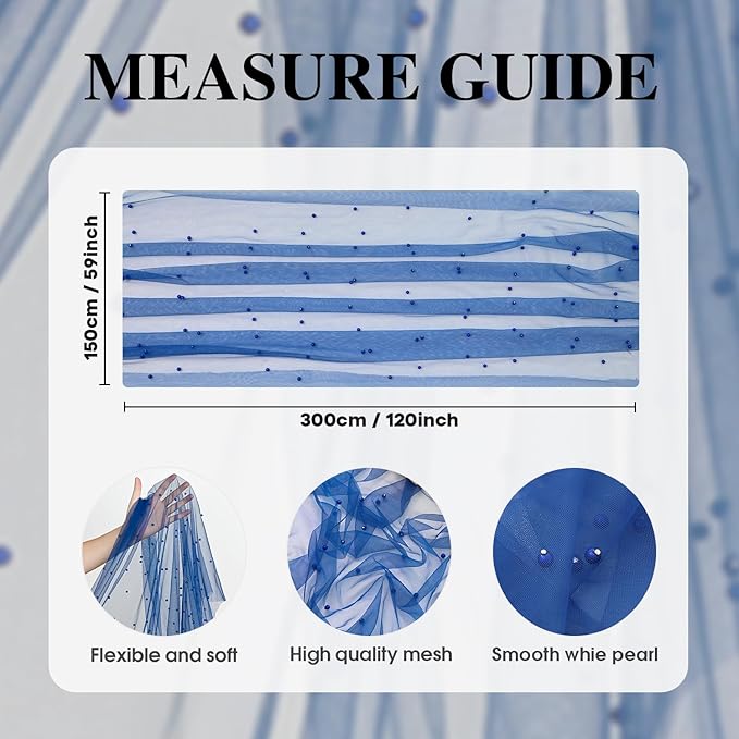 Artoid Mode Pearl Light Bule Gauze Table Runner 59x120 Inch , Seasonal Sheer Kitchen Dining Holiday Wedding Birthday Baby Shower Table Decor for Home Party