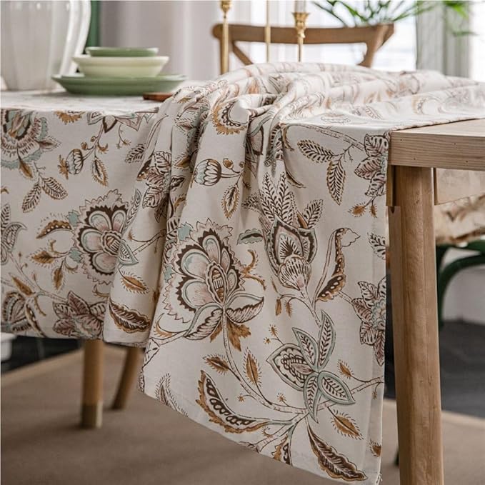 Rectangular Tablecloth Flower Print Tablecloth Pastoral Fabric Tablecloth Suitable for Restaurant Camping(60 * 60cm)
