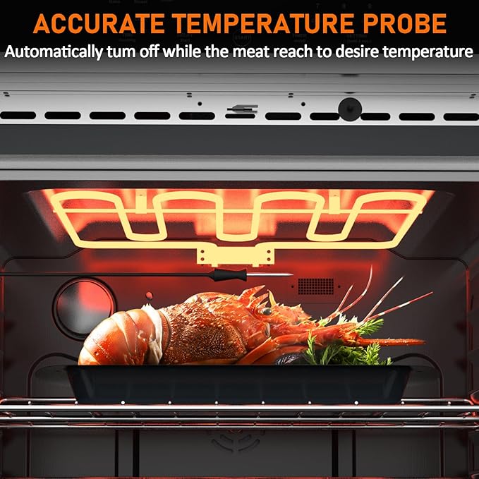 30" Stainless Steel Toaster Oven & 30 Inch Air Fryer Oven Combo: 4.8 Cu.ft Large Capacity with 3D Heating, Digital Touch Panel, and Multi-Function Modes for Countertop or Built-in Installation
