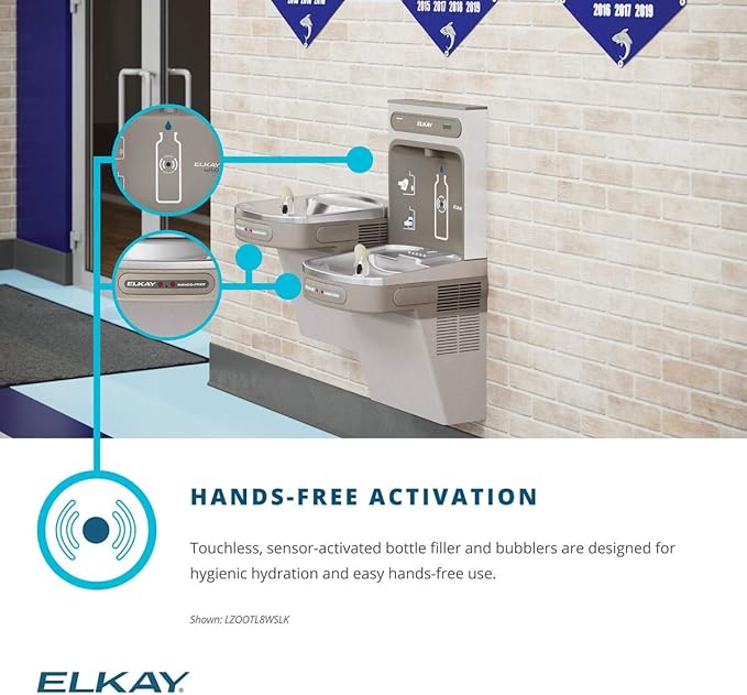 Elkay EZH2O Bottle Filling Station with Bi-Level ADA Cooler Dual Hands Free Activation Refrigerated Stainless