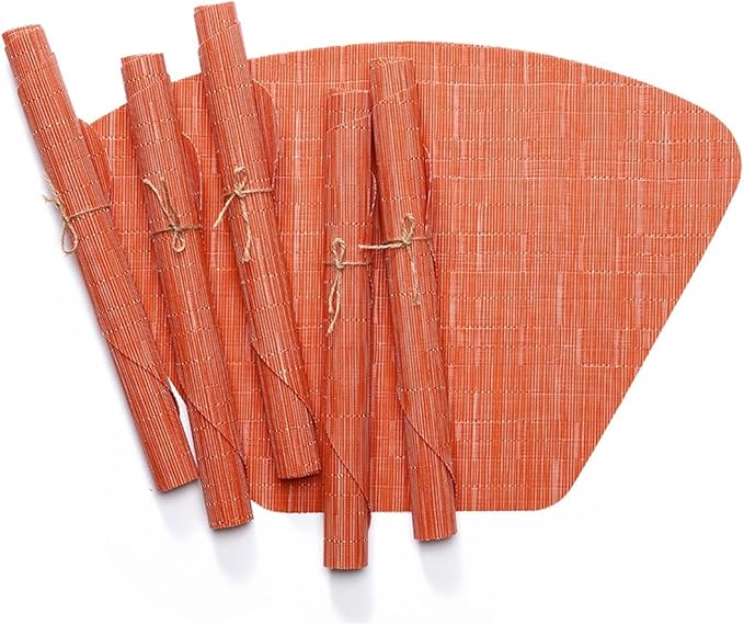 PVC Round Table Placemats Wedge Shaped Place Mat Pads with Centerpiece Round Mat Heat Table Mats Washable(Stripe Green)