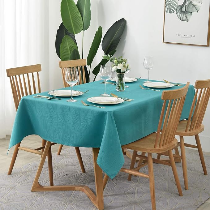maxmill Square Tablecloth Swirl Design Spillproof Antiwrinkle Water Proof Heavy Weight Soft Table Cloth for Buffet Banquet Parties Event Holiday Dinner Square 60 x 60 Inch Teal