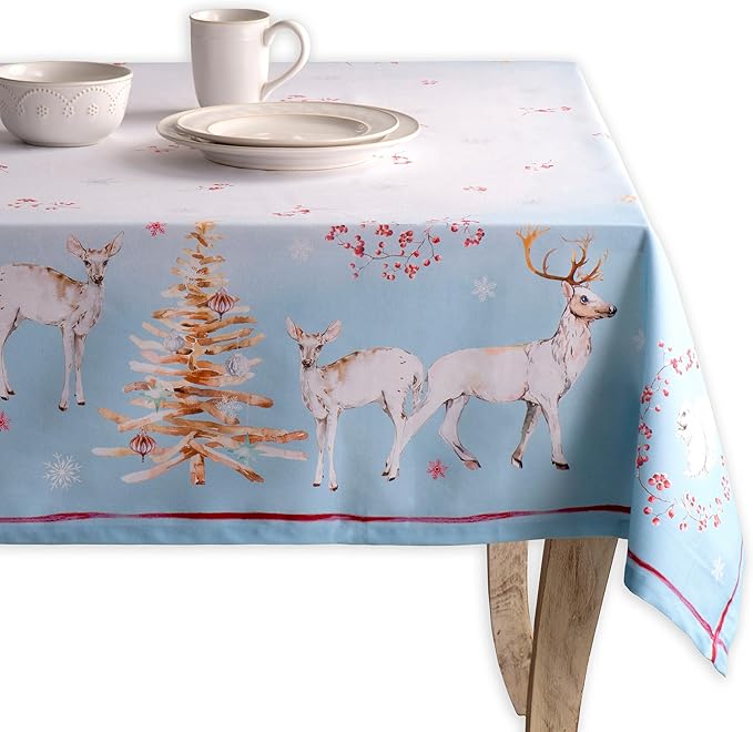 Maison d' Hermine Table Cloth Rectangle Table 100% Cotton 60 x 120 Inches Fall Tablecloth Reusable Everyday Use for Thanksgiving Christmas Decorations Dining Farmhouse Party (Fairy Tale Forest)