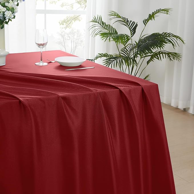 Rectangle Tablecloths 90x132 Inch 2 Pack Red Tablecloth for 6ft Washable Decorative Linen Polyester Table Cloths for 8ft Dining Table Banquets Buffet Parties and Wedding