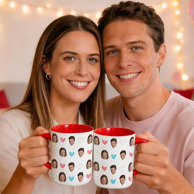 Custom Cute Coffee Mugs Valentines Day Gift for Her - Personalized Photo All-Over Print, Customized Funny Mug Tea Cup Birthday Gifts for Women, Couple, Mom, Wife, Husband, Girlfriend, Boyfriend