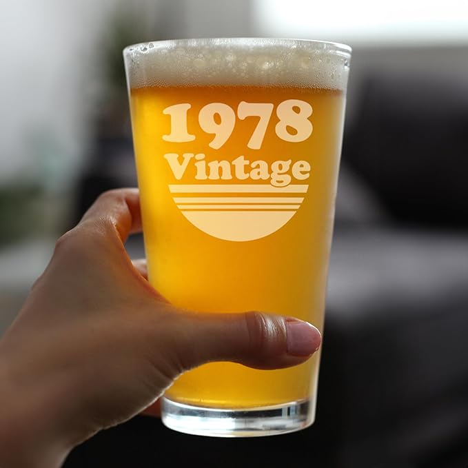 Bevvee Vintage 1978 Pint Glass for Beer - 48th Birthday Gifts for Men or Women Turning 48 - Fun Bday Party Decor - Set of 2-16 oz