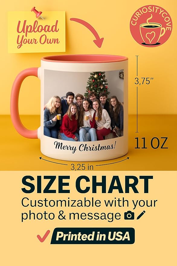 Personalized Coffee Mug | Custom Photo, Text, or Logo Cup (11oz, Pink Rim, Inner, and Handle) |Dishwasher & Microwave Safe |Unique Gift for Men & Women –Taza Personalizada