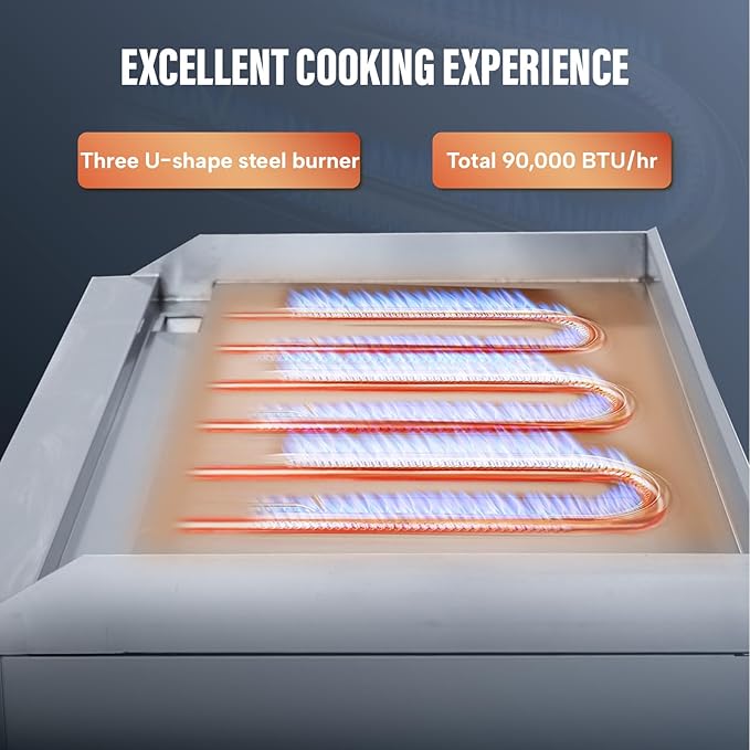 WESTLAKE 36"W Commercial Gas Griddle Countertop Natural Gas and Propane Griddle with 3 Burners 90000 BTU, Stainless Steel Plate Grill for Restaurants