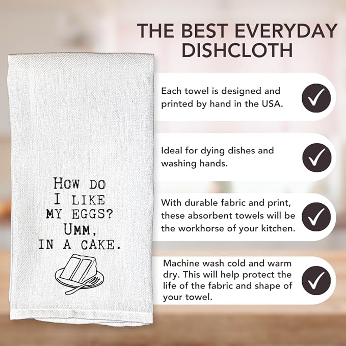Funny Kitchen Towel for Drying Dishes and Hands - 20"x25" Soft Tea Towel (What I Really Think)