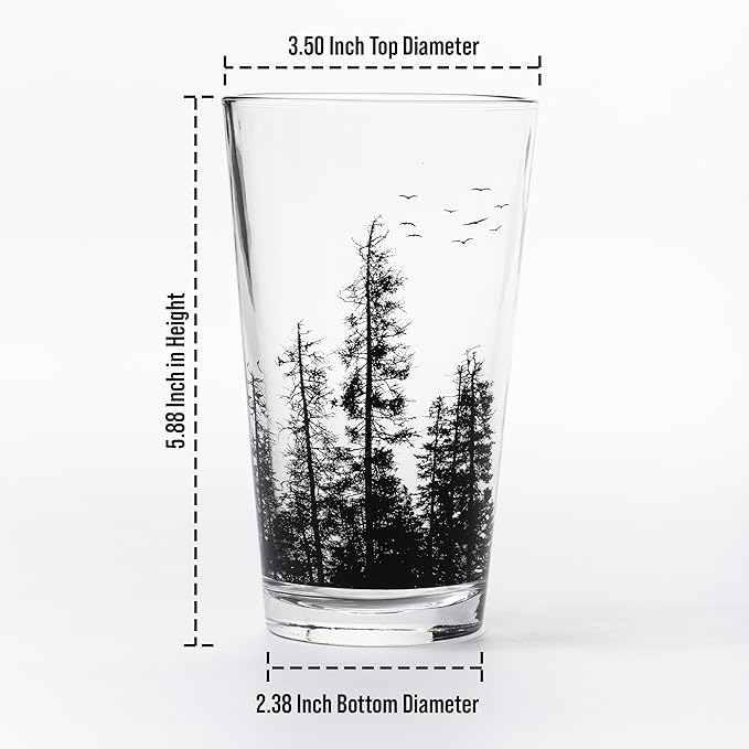 Pint Glasses by Black Lantern – Beer Glasses for Craft Beer Enthusiasts - Set of Two 16oz. Glasses - Bigfoot in the Forest Cocktail and Drinking Glasses - Bigfoot Lover Gifts