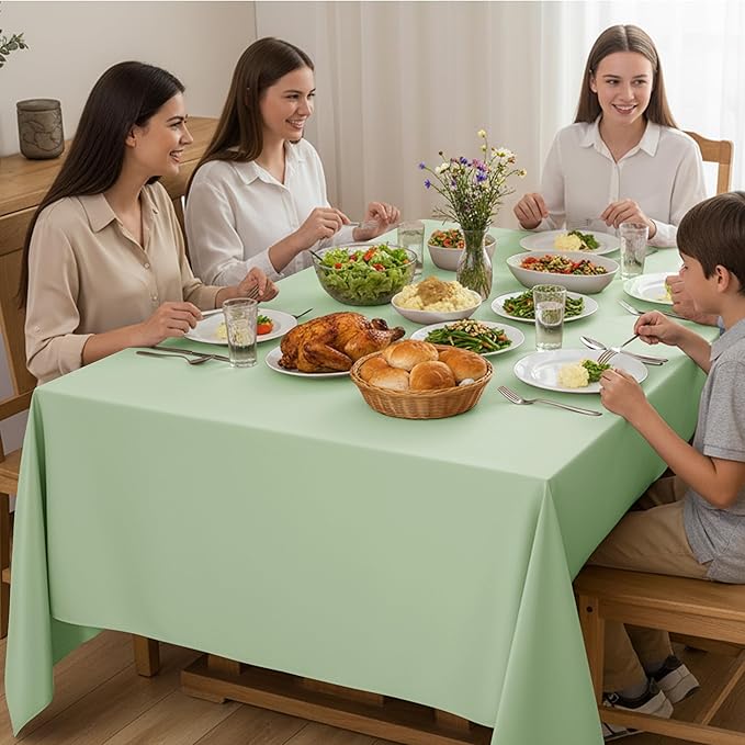 6-Pack Sage Green Tablecloths for Square Tables, 54 x 54 Inches, Stain-Resistant Polyester Fabric for 2 Foot Tables - Washable Table Covers for Weddings, Banquets, Birthday Parties, Events