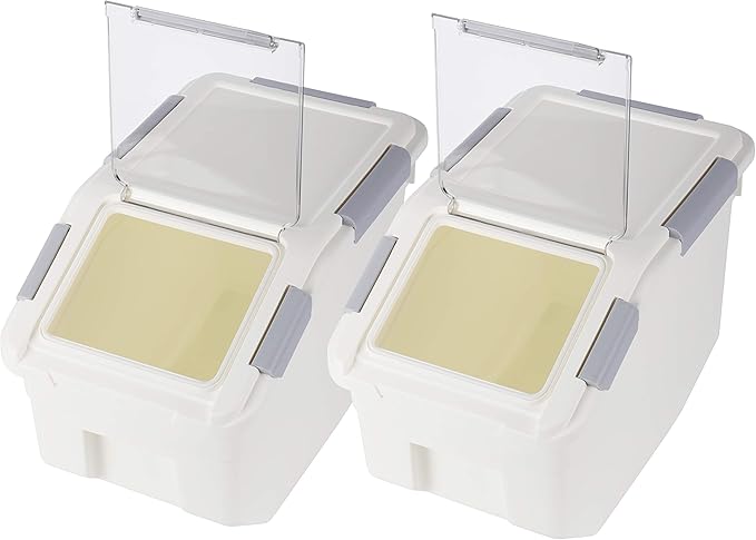 EonTone Pack-2 Grain Storage Container 10 Liter (20 lbs) with Lockable Lid Wheels and Measuring Cup BPA-Free Food Dispenser