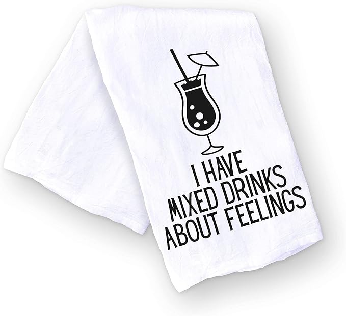Handmade Funny Kitchen Towel - 100% Cotton Mixed Drinks Bar Towel for Kitchen - 28x28 Inch Perfect for Hostess Housewarming Christmas Mother’s Day Birthday Gift (I have Mixed Drinks...)
