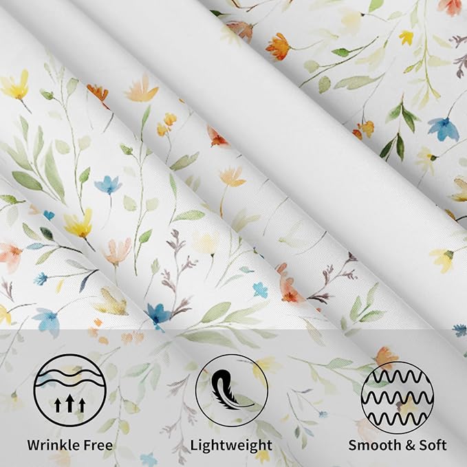 Spring Watercolor Floral Round Tablecloth 60 Inch Summer Wild Flower Polyester Table Cloth Easter Rustic Farmhouse Table Cover Decoration for Kitchen Dinner Party