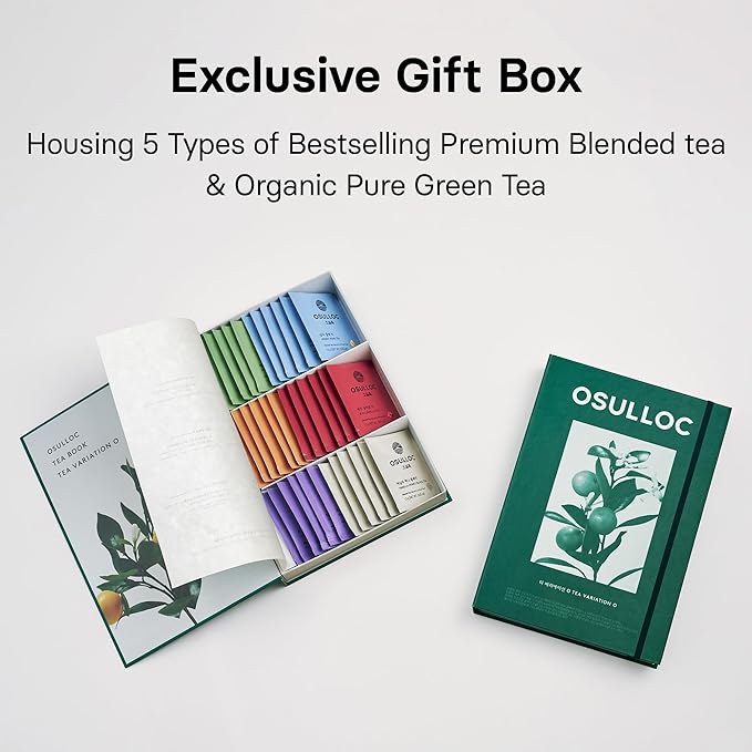 OSULLOC TEA VARIATION "O" (36 Count, 6 Types x 6 ea), Elegant & Sophisticated designed Gift Set, 6 Premium Organic Pure & Blended Tea from Jeju Island